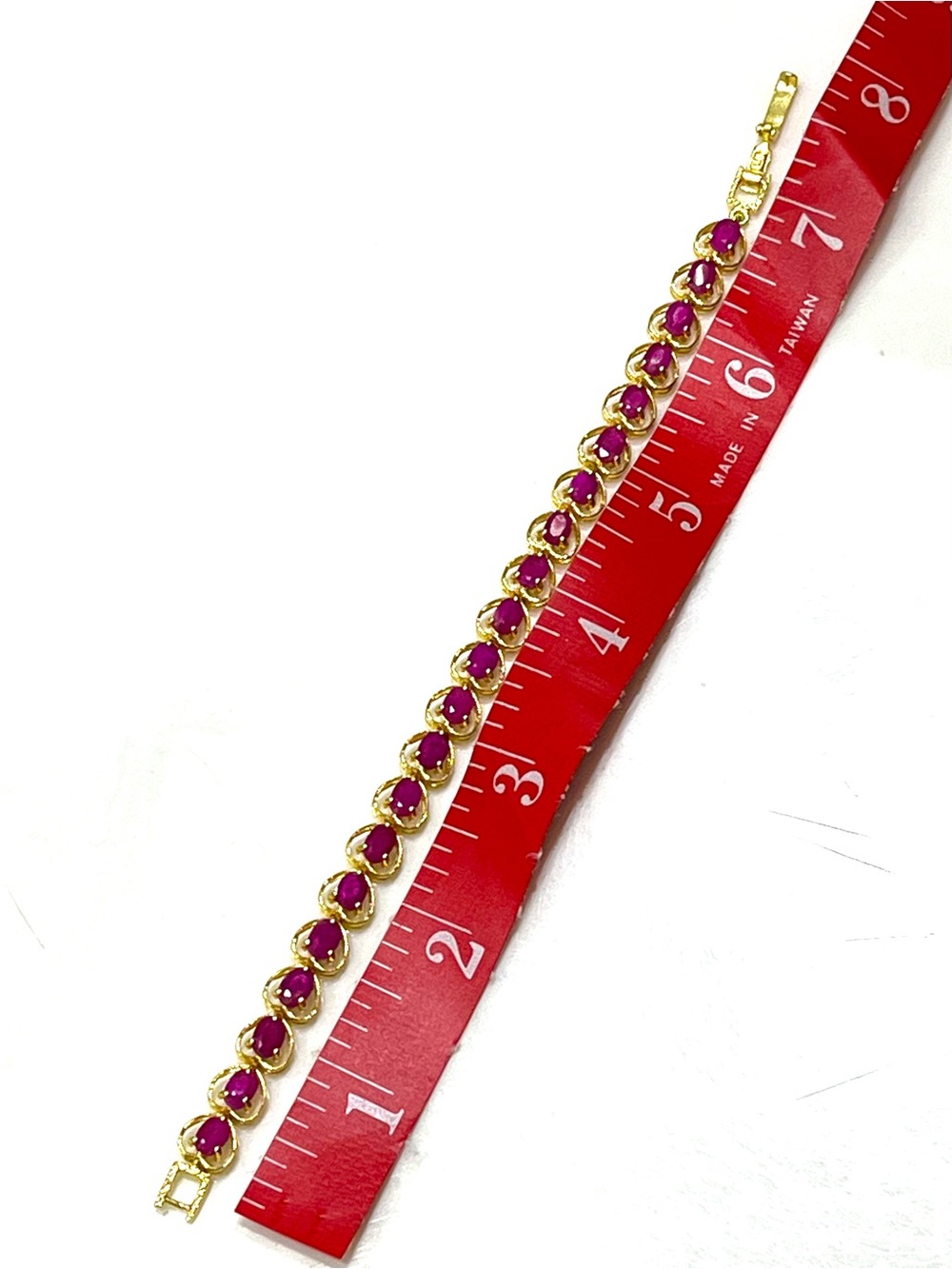 21x0.5ct Genuine Ruby 14KGP Bracelet - Picture 6 of 6